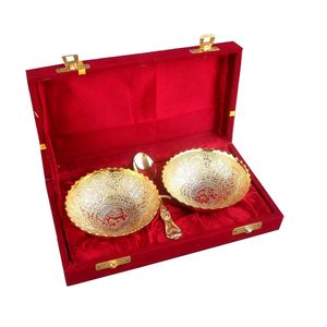 Ensemble de bols et cuillères en finition or premium dans une boîte en velours rouge, articles de cuisine de luxe, vaisselle, fournitures hôtelières, vente en gros B2B, anniversaire - Product Image 1