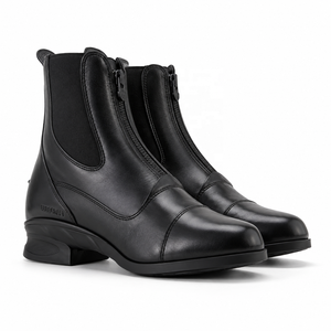 Botas de equitación de cuero PU antideslizantes con cremallera, para senderismo, deportivas de lujo para exteriores, personalizables, de color sólido. - Product Image 6