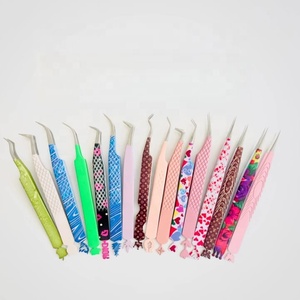 Professional Eyelash Extension Tweezers New Design Heart <b>Grip</b> Handle Custom Logo Stainless Steel Anti-Magnetic Precision Smooth - Product Image 1