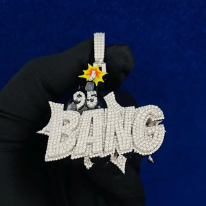 Colgante de Letra Personalizada con Moissanita Redonda de 2.80Ct, Chapado en Oro Blanco de 14K, Regalo Hip Hop para Mujer - Product Image 1