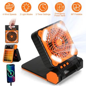 Linterna LED Recargable de 5200mAh, Ventilador Solar para Camping, Banco de Energía Portátil de Emergencia con 4 Velocidades de Viento y 3 Niveles de Iluminación - Product Image 1