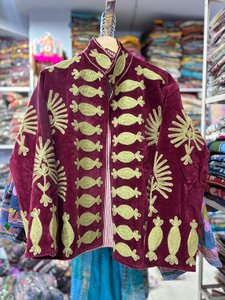 Traditional Suzani Short <b>Velvet</b> <b>Jacket</b> Handmade Floral Embroidered Women Boho Ethnic Open Front Designer Outerwear Coat - Product Image 3