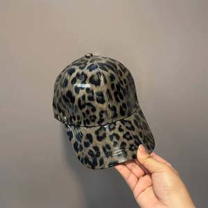 Leopard Print Genuine Leather Baseball <b>Cap</b> Adjustable 6-Panel Fashion <b>Hat</b> Unisex Spring Summer Casual Style - Product Image 5