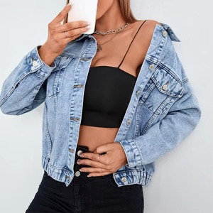 Popular High Quality Casual Women's Denim <b>Tops</b> <b>Coat</b> Women Blue Long Sleeve Plus-size Denim Jackets - Product Image 2