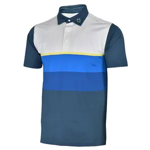 Erkek çizgili Golf Polo gömlekler tenis spor forması giyim Logo özel OEM imalatı hızlı kuru hafif