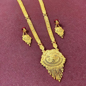 Venta al por mayor 14K 18K 24K Micro Gold Wedding Long Jewelry Set, tradicional Floral Design Jewelry Set, Brass Gold Forming Jewelry Set - Product Image 3