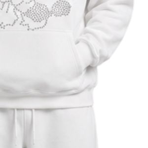 Sweat à capuche blanc en strass pour homme, coupe oversize, en polaire, avec logo personnalisé, streetwear, épais, décontracté, hiver, mode - Product Image 6