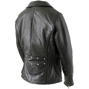 SAMROZ SPORTS Women's Classic Premium Leather Motorcycle MC Style Riding Jacket - Product Image 3