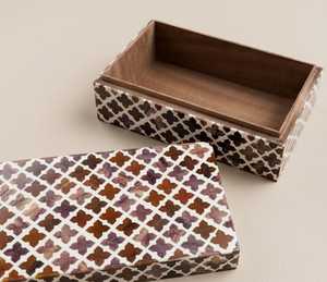Caja artesanal con incrustaciones de hueso de búfalo natural para guardar joyas: Caja de bisutería hecha a mano con incrustaciones de hueso. |   Caja de Almacenamiento Decorativa - Product Image 1