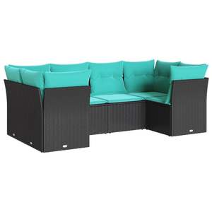 Grand ensemble de canapés de jardin en rotin PE noir avec structure en acier thermolaqué – Mobilier d'extérieur élégant - Product Image 2