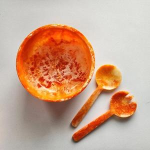 Modern Resin Salad <b>Server</b> & Fork with Marble Pattern Dishwasher Safe Custom Color for Stylish Tableware and <b>Buffet</b> Service - Product Image 2