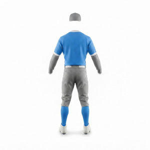 Uniforme de baseball personnalisé pour homme, bleu gris, manches longues, pantalon, jersey respirant, séchage rapide, antibactérien, polyester, toutes saisons, adulte - Product Image 4