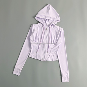 Wholesale Slim Fit Women's Hoodies Printed Yoga <b>Jacket</b> Coat <b>with</b> Breathable and Sustainable Nylon <b>Lining</b> for Girls - Product Image 3