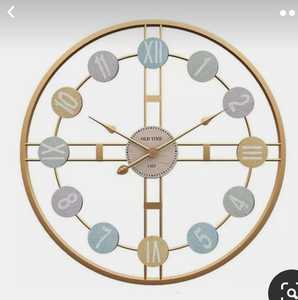Modern Iron Round <b>Digital</b> Mechanical Waterproof Easy-to-Read Single Face Antique Style Hanging Wall <b>Clock</b> for Living Room Decor - Product Image 1