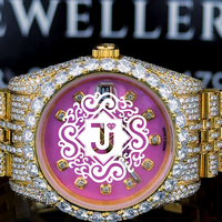 Montre mécanique ETA en acier inoxydable entièrement sertie de moissanite, de luxe, entièrement blanche, pour affaires/formelle/bureau, vente en gros