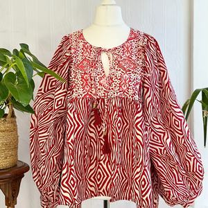 Blusa bohemia de algodón puro Top terroso Floral indio bloque estampado elegante cómodo verano ropa de día Casual camiseta sin mangas Simple corto - Product Image 1