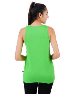 Camiseta sin mangas verde para mujer, cuello redondo, informal, transpirable, de punto, poliéster, para hacer ejercicio - Product Image 4