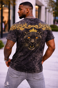 T-shirt noir oversize pour homme, style estival, respirant, à strass, effet vieilli, streetwear décontracté, coupe classique, logo personnalisé - Product Image 4