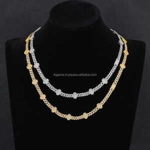 High Quality Custom Miami Hip Hop Necklace Men/Women Unique Yellow Gold VVS Moissanite Diamond <b>Rope</b> Bezel Gift for Certified - Product Image 3
