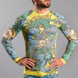 Rashguards de BJJ à manches courtes imprimés par sublimation intégrale, logo de surf personnalisé, t-shirt de compression MMA - Product Image 1
