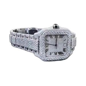 Nueva moda de lujo Moissanite Watch Square Watch Full Iced Out Diamond para hombres Reloj de pulsera Relojes de cuarzo impermeables - Product Image 1