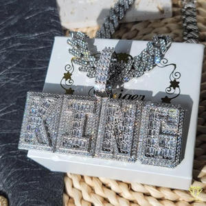 จี้เพชรฮิปฮอป "KZ" ชุบทอง พร้อมสร้อยคิวบาลิงค์ สำหรับผู้ชาย - Product Image 1