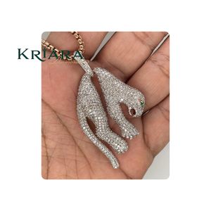 Colgante de Pantera de Moissanita, Plata 925 con Baño de Rodio, Corte Brillante Redondo, Joyería de Lujo con Temática Animal, Unisex, para Uso Diario - Product Image 3