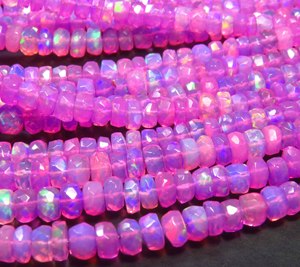 Natural High Grade <b>Pink</b> Welo Ethiopian Opal Beads 16" Strand Full Flash Faceted Gemstone 4.5-5mm Center <b>Drill</b> Rondelle Beads - Product Image 1