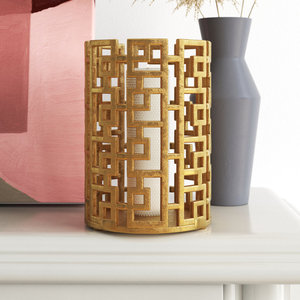 <b>Gold</b> Metal Geometric Candle Holder, Modern Decorative Hurricane <b>Lantern</b> for Home Decor - Product Image 6