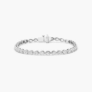 Bezel Tennis <b>Bracelet</b> With Pear Cut Lab-Grown Diamonds In Yellow Gold - Product Image 4