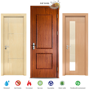 Hotel Project PVC Waterproof WPC Interior Wood <b>Polymer</b> Composite Door Extrusion Grade Custom Graphic Design for Bathroom - Product Image 3