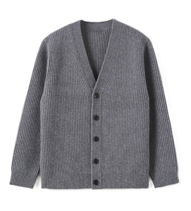 Cardigan pour homme à col en V 100 % coton, manches longues, fermeture boutonnée, épaisseur standard, anti-boulochage, respirant, pour l'automne - Product Image 5