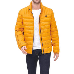 Veste matelassée moutarde pour homme, col montant, fermeture éclair, style décontracté, pour l'automne, en polyester rembourré, coupe classique - Product Image 3