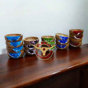 Bol décoratif artisanal en résine et bois pour la maison et la cuisine à prix avantageux - Product Image 5