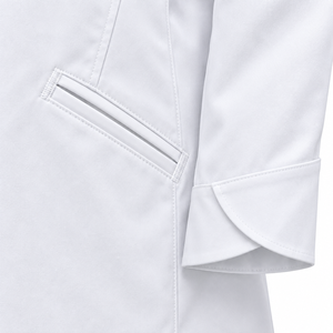 Bata de Médico Blanca Suave con Cuello de Golondrina, Uniforme de Laboratorio Médico, Venta al por Mayor Personalizada, Ropa de Trabajo Unisex para el Cuidado de la Salud con Botones Hexagonales - Product Image 5