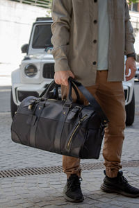 Sac de voyage en toile et cuir de qualité supérieure, robuste, imperméable, pour week-end, sac de sport LCTB-0023 - Product Image 4