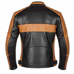 Chaqueta de Motocicleta Clásica, Resistente al Viento, Talla Grande, Cuero Duradero, Cintura Ajustable, Diseño de Mangas con Detalles de Seguridad, Corte Moderno y Ajustado - Product Image 3