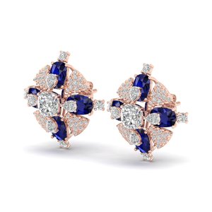 Boucles d'oreilles REYES scintillantes en argent sterling 925, certifiées GRA, avec moissanite et saphir bleu, pour femmes, bijoux de mariage - Product Image 2