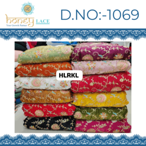 Tissu crêpe naturel HONEY LACE de haute qualité, non tissé, tricoté chaîne, poids moyen, polyester/nylon/métallique, avec motifs floraux/perles, pour mariage - Product Image 4