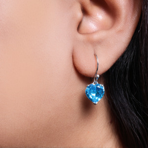 Pendientes de Plata de Ley 925 con Topacio Azul en Forma de Corazón, Joyería Impresionante para Mujeres y Niñas, Ideales para Fiestas - Product Image 3