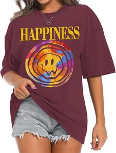 Women's Oversized Graphic T-Shirt Letter Print <b>Drop</b> Shoulder Short Sleeve Casual Streetwear Top - Product Image 1