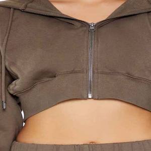 2026 High Quality Custom Wholesale Hot Winter Long Sleeve Women's Hooded Crop Pullover Breathable Cotton Crop Hoodies - Product Image 3