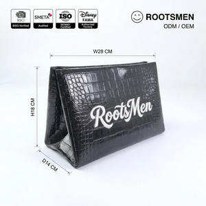 กระเป๋าเครื่องสำอาง Rootsman Custom Black Premium Ins-Style หนัง PU แบบเปิดปิด น้ำหนักเบา สำหรับเดินทาง  สำหรับผู้หญิง  โลโก้ขนาดใหญ่ - Product Image 1