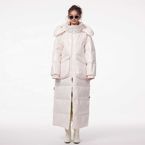 Manteau d'hiver en duvet pour femme Very-Nong - Capuche amovible, veste longue épaisse, en cuir, coupe droite minimaliste, fermeture éclair double tête - Product Image 1