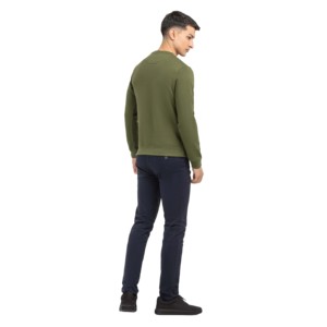 Sweat-shirt à col rond surdimensionné pour homme en molleton de coton uni de couleur personnalisée avec logo sur le devant, sweat-shirt de haute qualité et lourd - Product Image 5