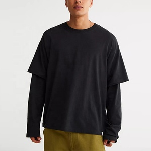 Stylish Men's Vintage High Quality Double <b>Layer</b> Long Sleeve Heavyweight Thermal Knit T-Shirt Casual Knitted Jersey Cotton <b>Top</b> - Product Image 5