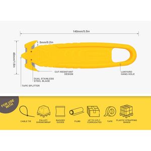 Cuchillo de Seguridad SK2 de Acero Inoxidable con Cuchilla Oculta, Cuchillo Multiusos con Abrepaquetes, Cortador de Cinta Adhesiva y Separador de Flejes de Cartón - Product Image 2