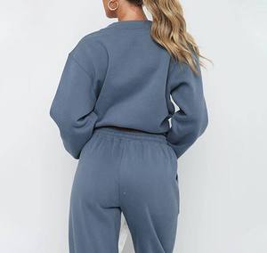 Custom Women's Pink Fleece Hooded Sweatshirt <b>Set</b> With Logo Print Loose Fit Casual Sportswear Jogging Suit Full Length Two Piece - Product Image 6