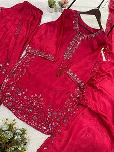 Trending Pink Patiala Salwar Suit 3 Piece Set Indian Pakistani Winter/Summer Festive Party Wear Slim Fit Silk <b>Kurti</b> Traditional - Product Image 6