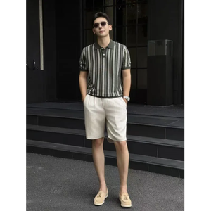 เสื้อเชิ้ตผู้ชายถักเนื้อผ้าแคนวาสสำหรับฤดูร้อน ระบายอากาศได้ดี แห้งเร็ว ไม่ยับ เป็นมิตรกับสิ่งแวดล้อม สไตล์ลำลอง ธุรกิจ และแฟชั่น - Product Image 4